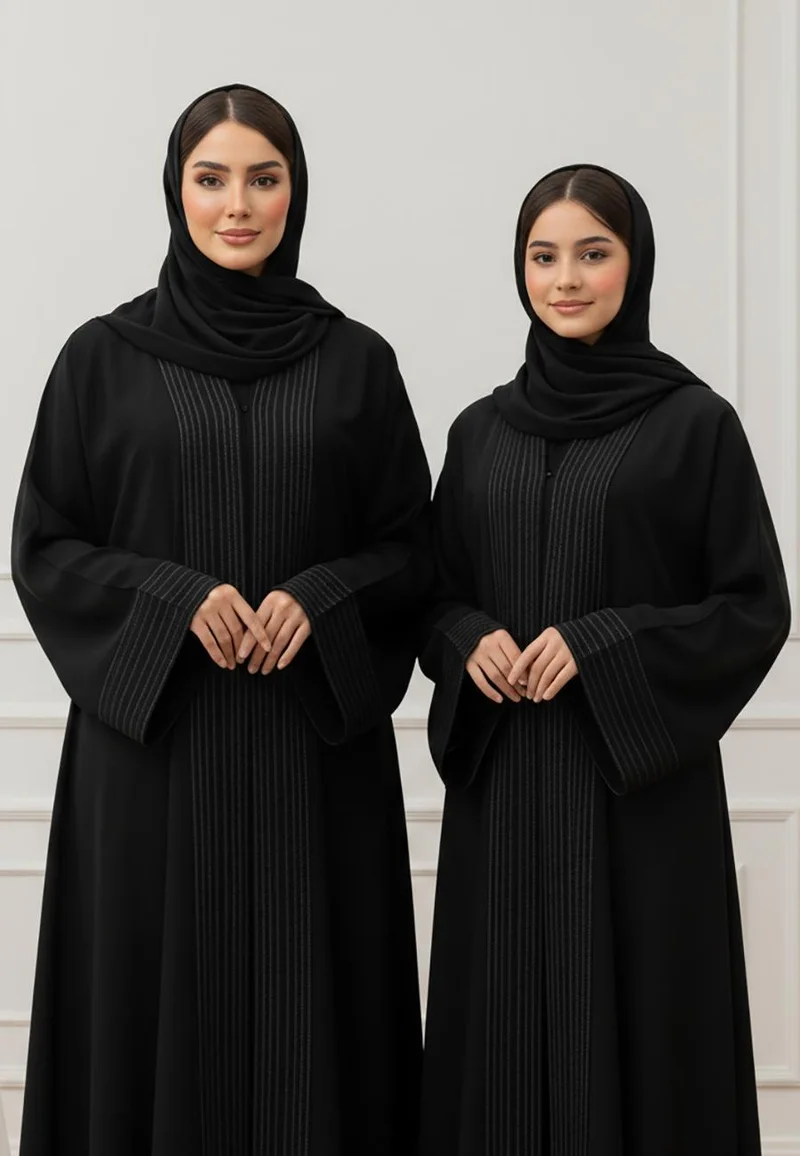 النخبة The Safiya Mother & Daughter Abaya: Textural Elegance-815MD (Dresses are sold individually. To create a matching mom and daughter set, please purchase two items in different sizes)